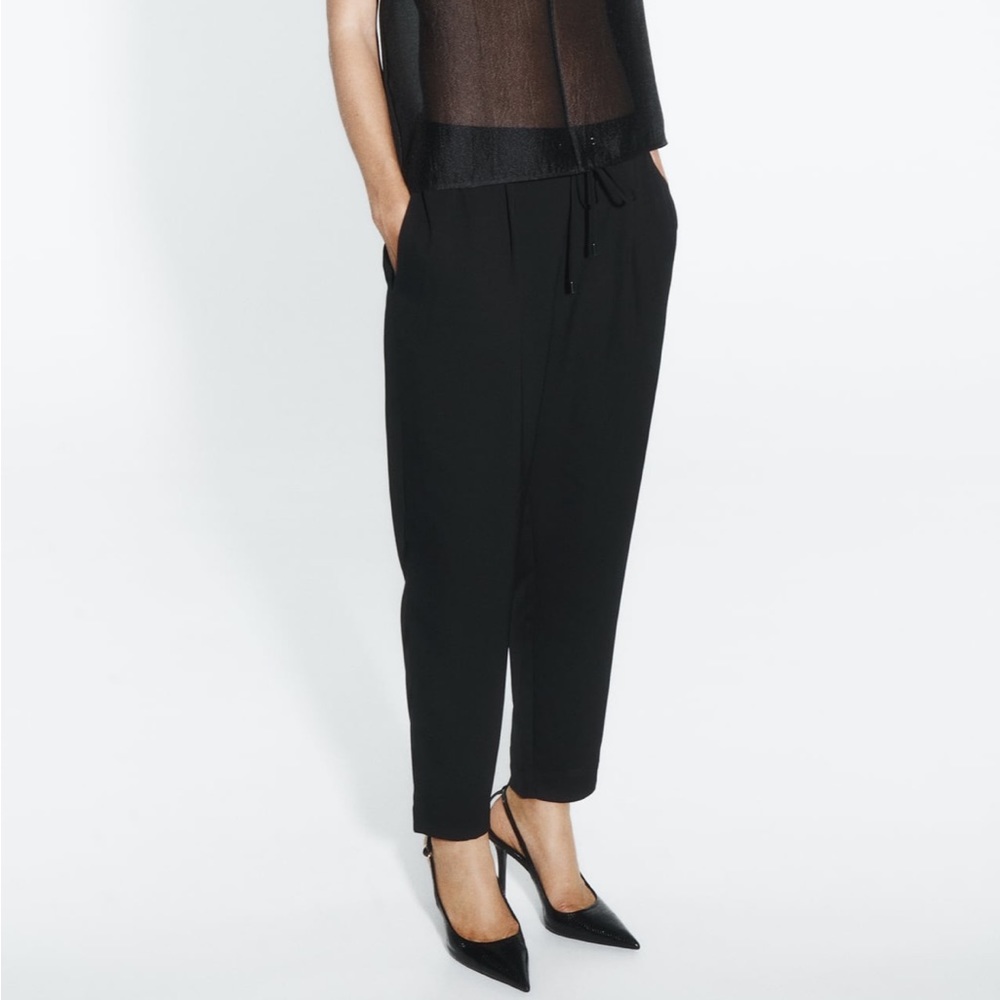 Zara Basic Tapered Drawstring Pants - image 1